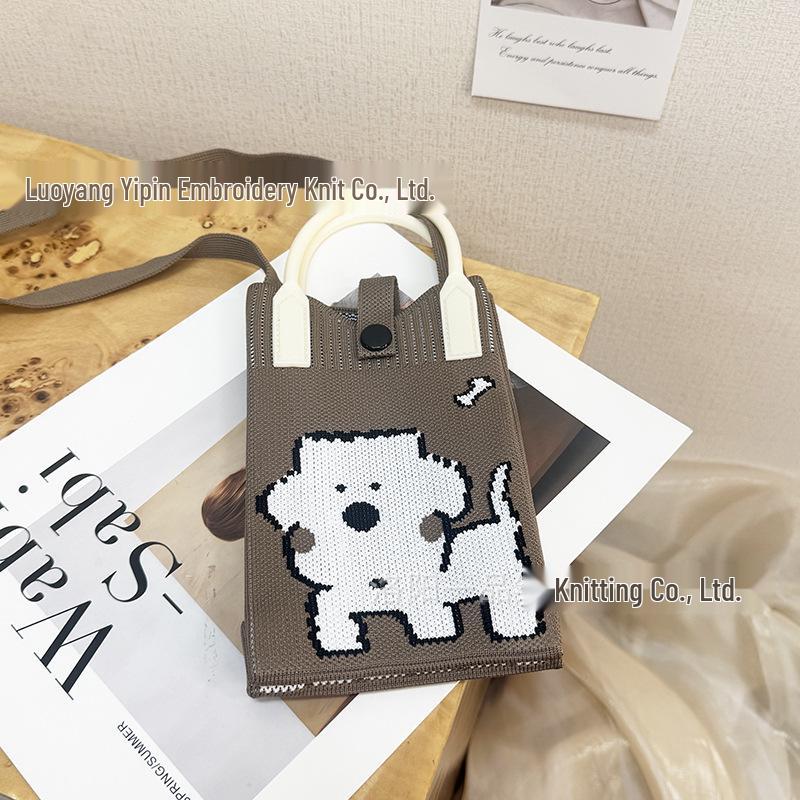 Cute Cartoon Dopamine Knit Crossbody Phone and Coin Bag