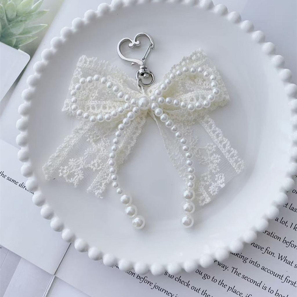 Charming Lace Pearls Key Holder Decorative Keychain Charm For Women Girls Handbag And Backpack Ornament