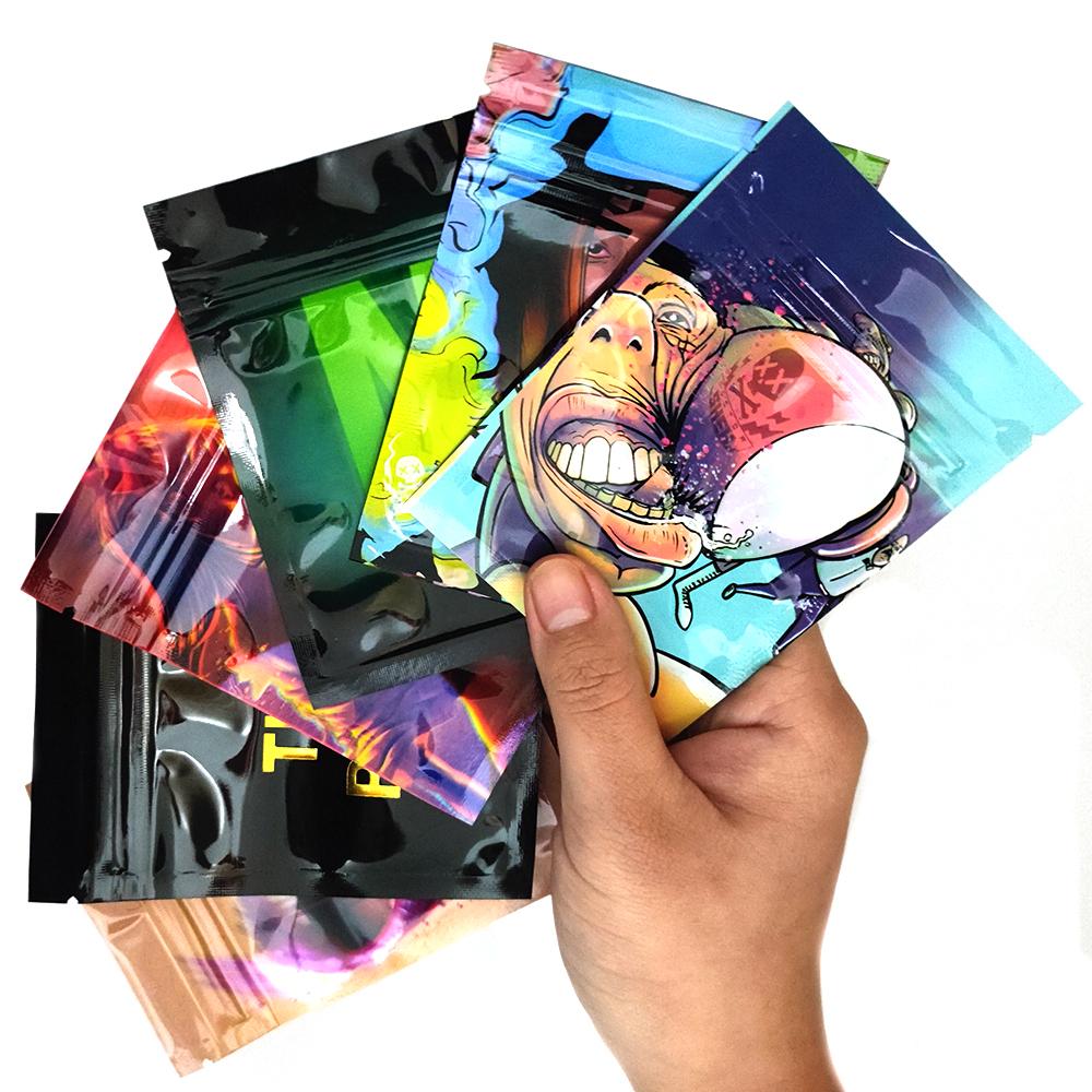 200 pcs Foil Plastic Bags Baggie Pouch Waterproof Jewelry Coffee Bean Candy 7x10M Portable Ziplock Storage Bag Various Patterns