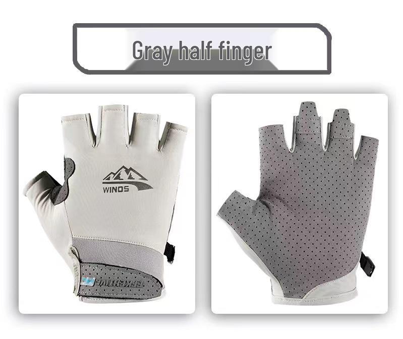 Bezprsté rukavice z ledového hedvábí - Unisex, Tenké, Protiskluzové, Chránící před sluncem pro letní cyklistiku, řízení a rybaření