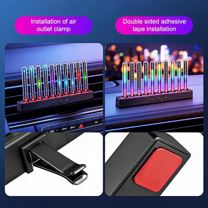 Car RGB Pickup Light Dynamic Gradient Sound Control Light Universal Air Vent Dashboard Car Interior Ornament Auto Interior Light