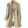 Trench Women Mid Length Coats Turn Down Collar Full Sleeve Coat Slim Fit Single Breasted Elegant   Jackets  Autumn