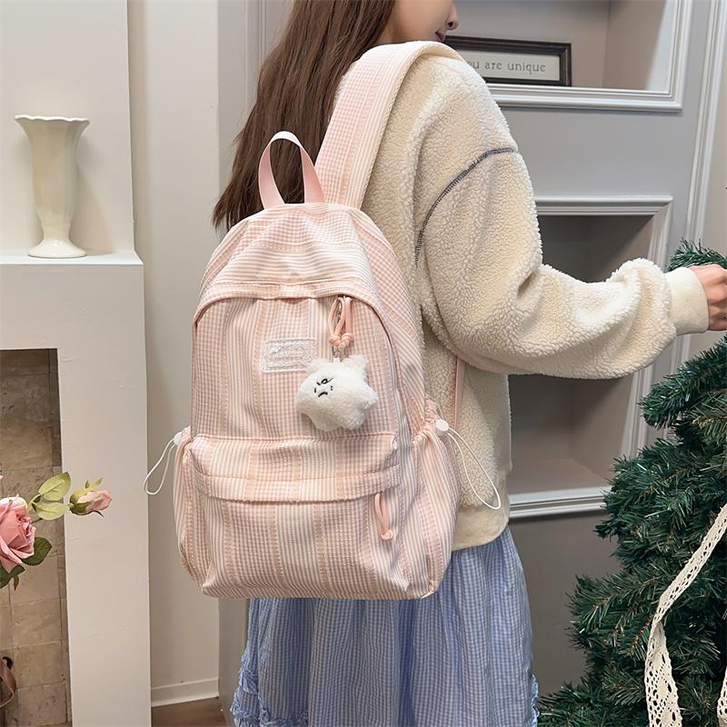 Campus Schoolbag Women's Plaid Backpack Junior Senior High School Students Large Capacity Travel Backpack