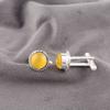 Yellow Cat's Eye Gemstone Cufflink 925 Sterling Silver Handmade Birthday Jewelry CL-3-28