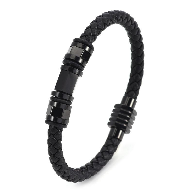 2026 New Gold-plated Transfer Beads, Hand-woven Leather Bracelet, Magnet Buckle Leather Bracelet