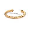 Rope Shaped Chubby Bead Stainless Steel Bracelet Gold Color Adjustable Cuff Bangles for Women Wedding Zircon Accessories Gift