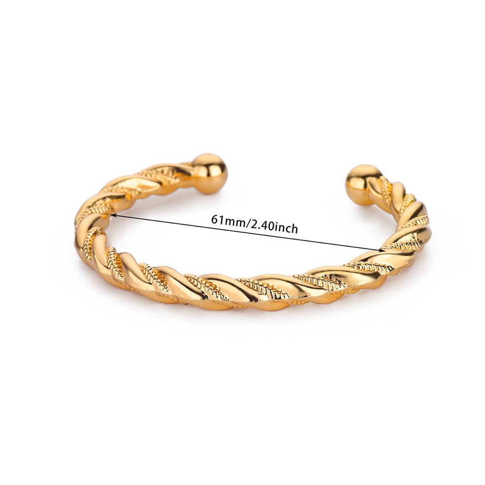 Rope Shaped Chubby Bead Stainless Steel Bracelet Gold Color Adjustable Cuff Bangles for Women Wedding Zircon Accessories Gift