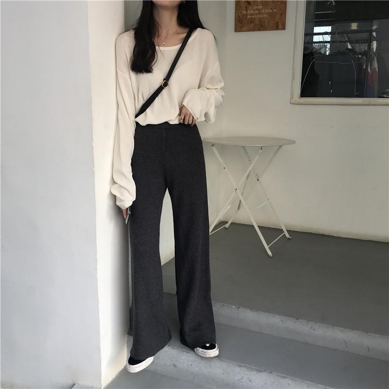 Women's High-Waist Knitted Wide-Leg Pants - Autumn 2019 Edition