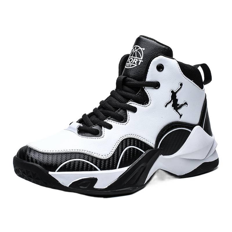 High-top basketball shoes four seasons 2025 new sports students wear-resistant trendy shoes large size youth leather sneakers