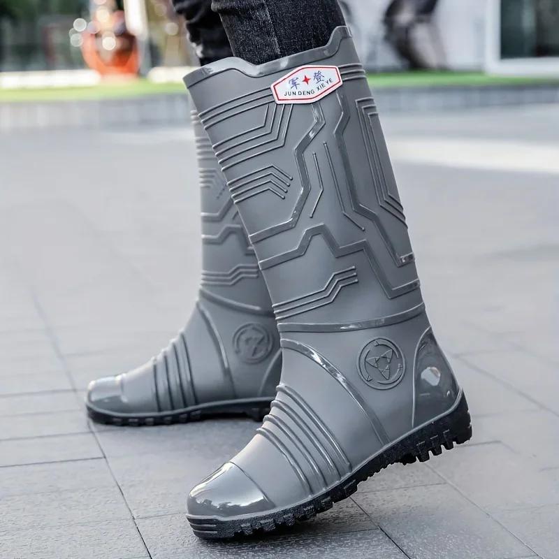 MEN'S high quality PVC waterproof rain boots comfortable non-slip durable garden shoes chunky fishing outdoor activities shoes