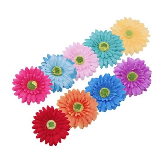 Abaodam 9-Piece Set Gerbera Flower Hair Clips for Women and Girls, Bohemian Fabric Brooch with Alligator Clips, Assorted Colors for Beach Photos,