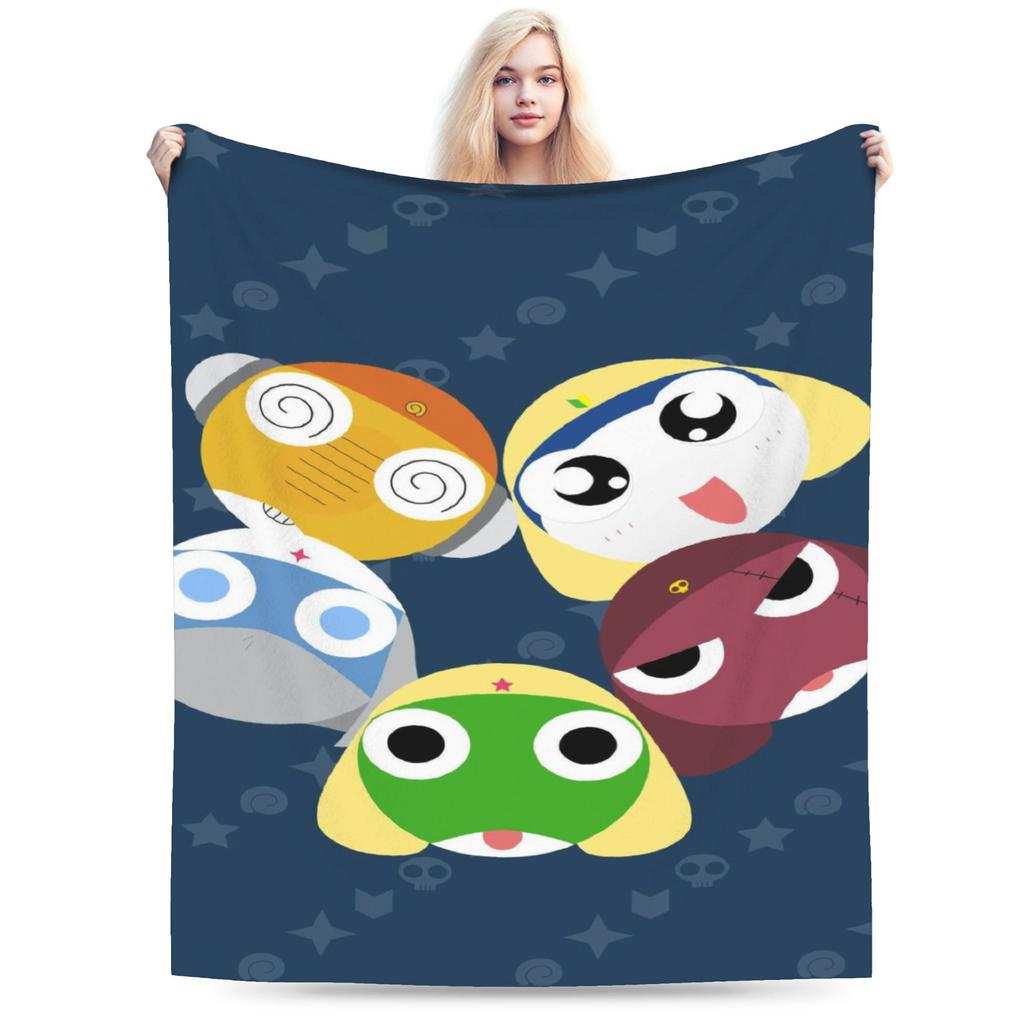 Anime Keroros Frog Blanket Soft Graphic Plush Throw Blanket For Students Outdoor Flannel Bedspread Bed Cover