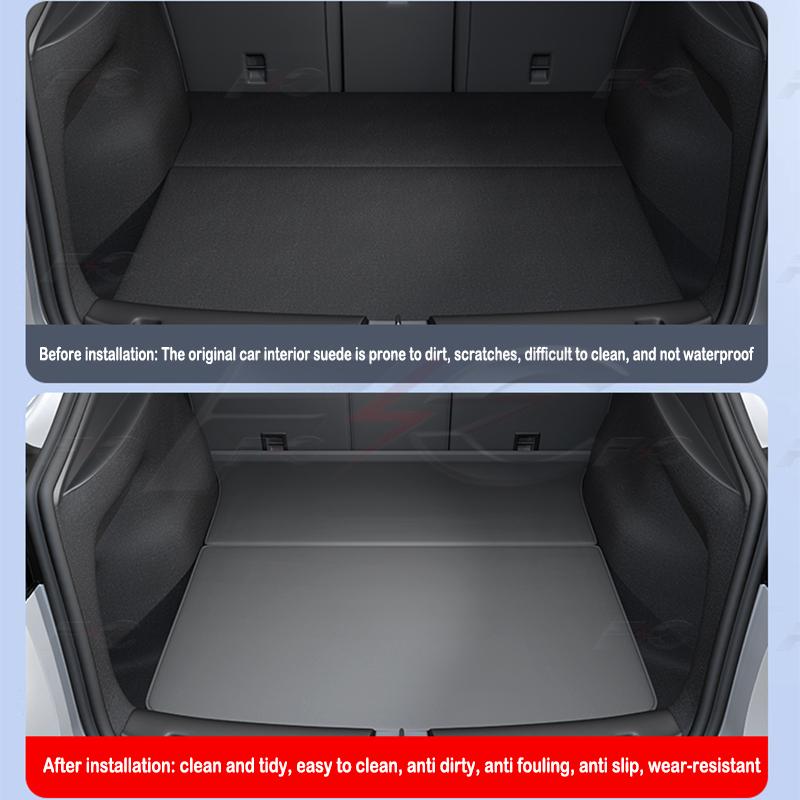 For Tesla New Model Y Juniper 2025 Leather Trunk Mats Rear Seat Back Protector Pad Backrest All Weather Liner Pet Anti-kick Pad