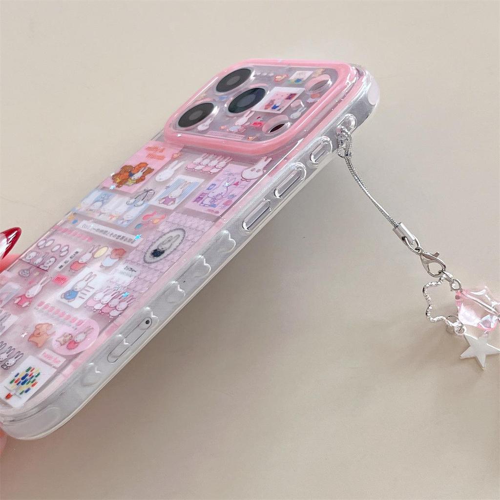 Cartoon Rabbit Double Layer Patchwork Anti-Drop Phone Case for iPhone 14/13, Compatible with Apple 17/16/15 PROMAX.