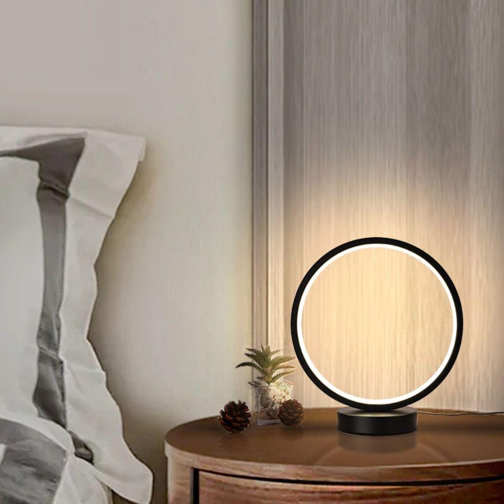 Simple LED Circular Ring Table Lamp Creative Bedside Lamp Light Fixture Reading Light  Living Room