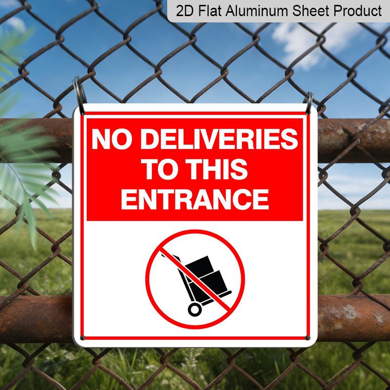 

2D Flat 1pc, Funny No Deliveries To This Entrance Metal Sign - Humorous Welcome Sign with Red & Design, Plaque for Indoor/Outdoor Use, Farmhouse 20*20cm