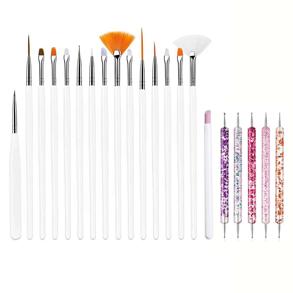 21 Manicure Brush Sets, A Full Set of Plastic Rods, Nail Art, Painted Carvings, Phototherapy, Blooming, Dots, Diamonds and String Pens