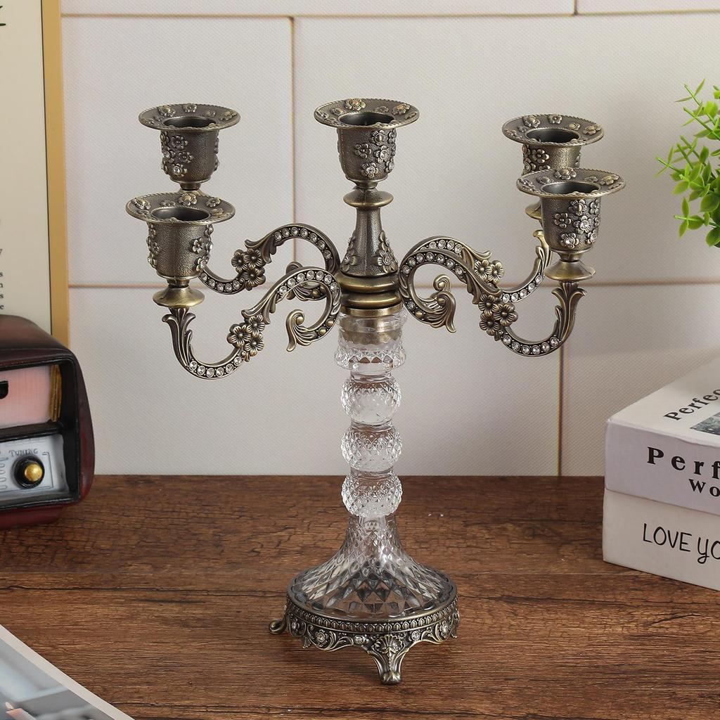 Elegant European Crystal Candelabra - Three to Five-Head Decoration for Weddings and Dining Tables