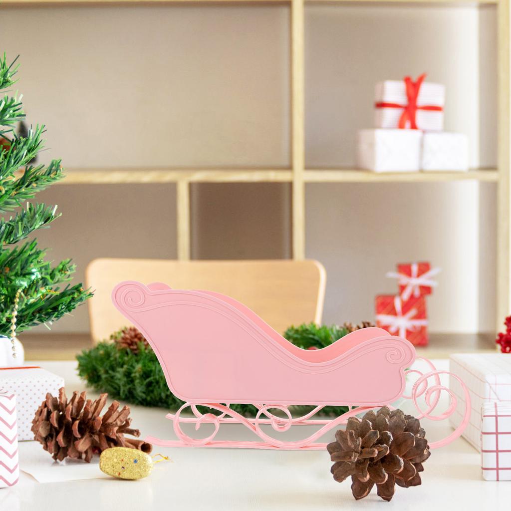 Christmas Sleigh Xmas Decoration Ornament Exquisite Decorate Table Plastic Mini Adornment