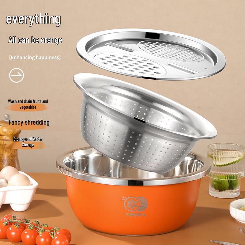Si Gang Orange 3-Piece Grating & Mixing Bowl Set