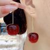 Earrings With High-End Feel, Red Fruit Cherries Earrings, Personalized Pendant Long Earrings.