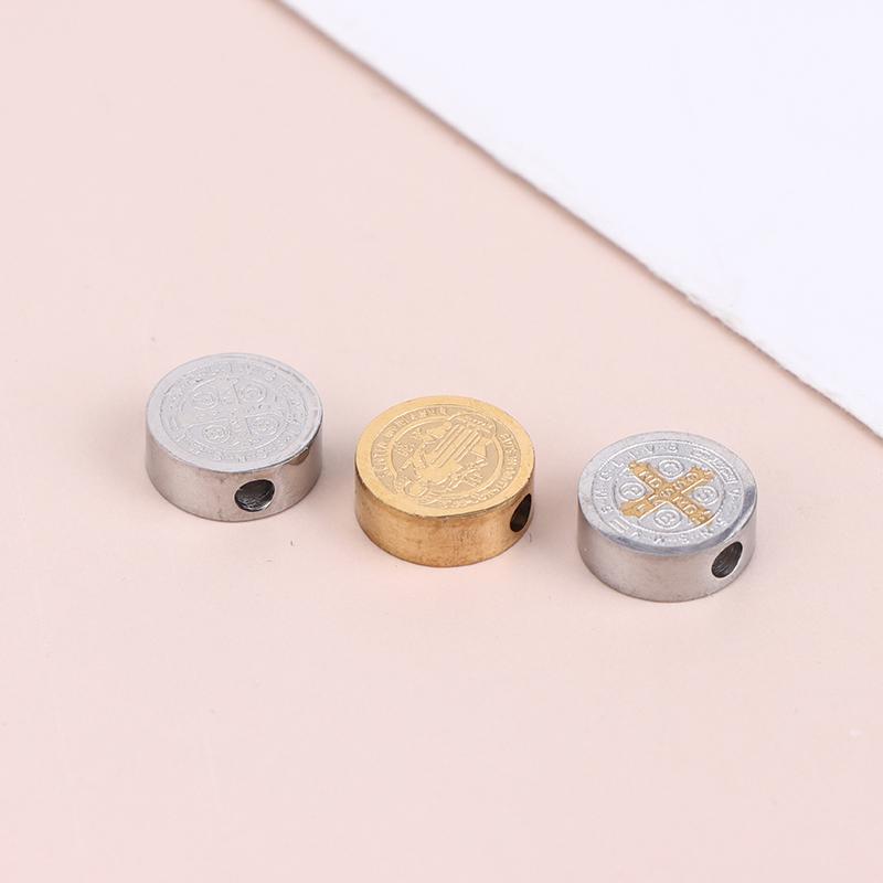 5Pcs Stainless Steel 8mm Cross Jesus Loose Beads Spacer Beads Bulk For Necklace Bracelet Making DIY Handmade Jewelry Accessories