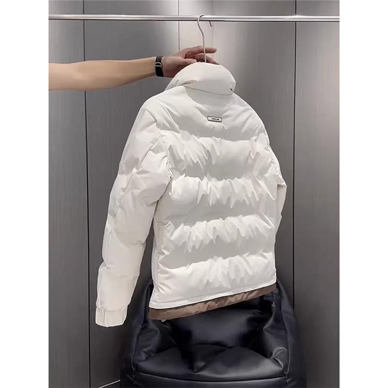 Autumn and winter new men's thickened stand-up collar down jacket color-blocking short Korean version of warm duck down fashion jacket