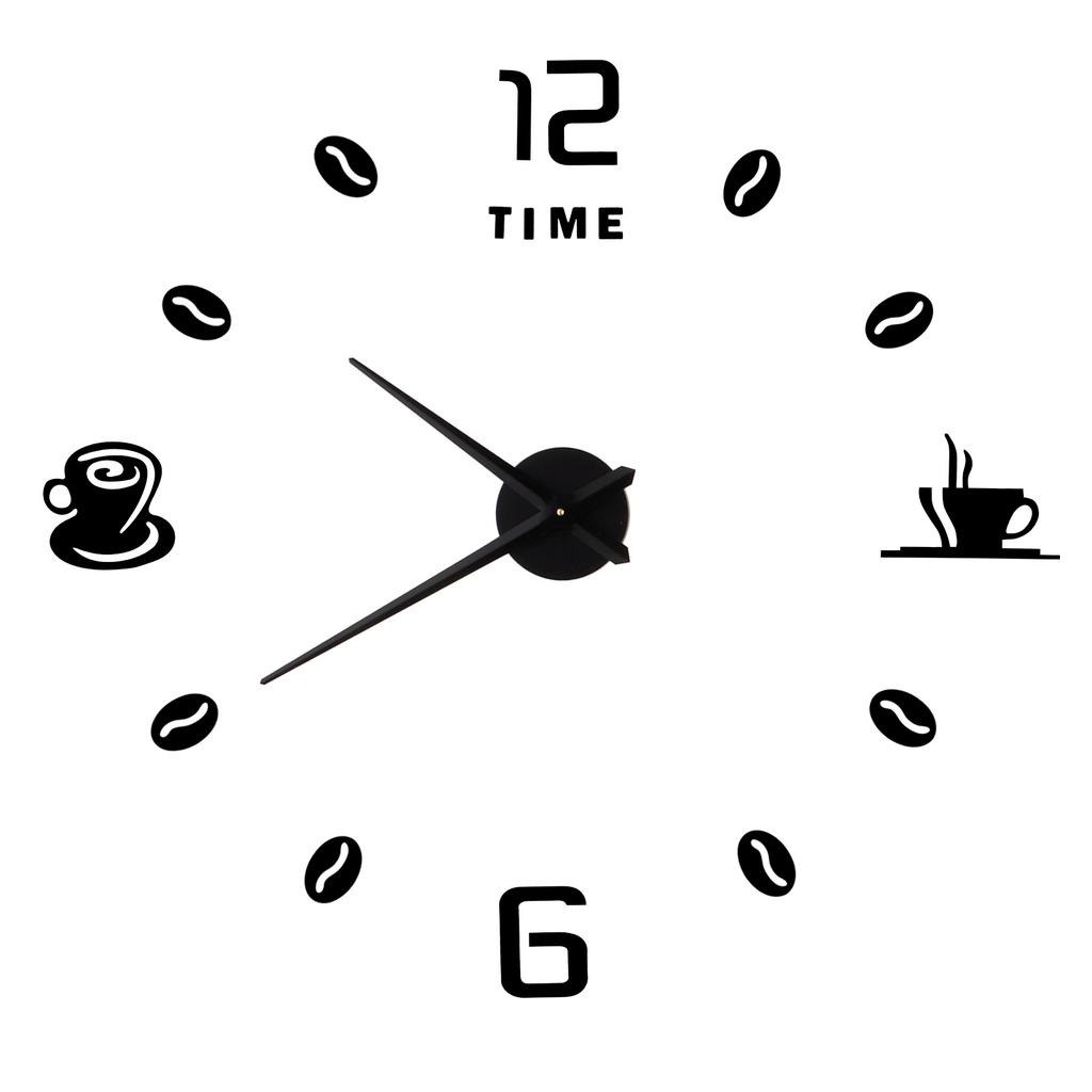 Modern Large Frameless DIY Wall Clock Mirror Surface Sticker for Home Office Room DecorBlack