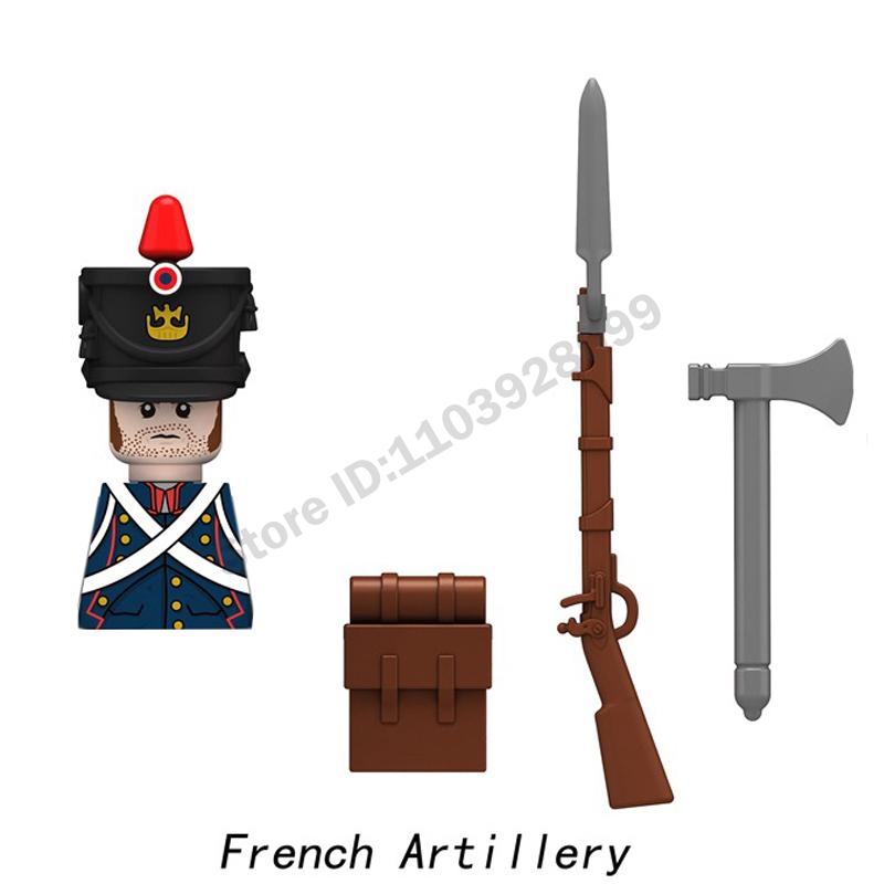 Middle Ages Military Napoleonic Wars Figures Building Block British French Prussia Infantry Knight General Duke Characters Brick