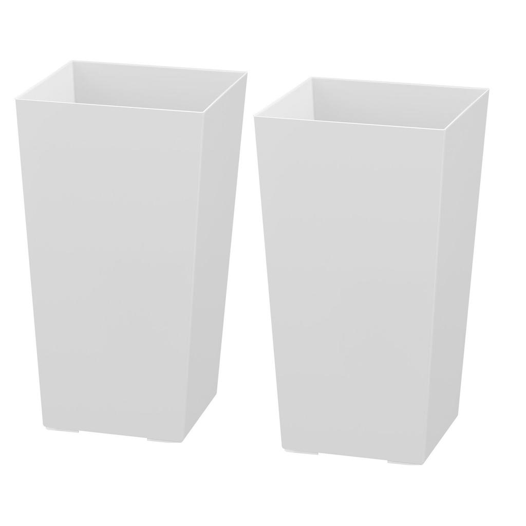 Tall Planters Set of 2, 550 Mm Large Outdoor Taper Planters for Outdoor Indoor Plants, Front Porch Plastic Modern Flower Pots with Casters, Inner Pot