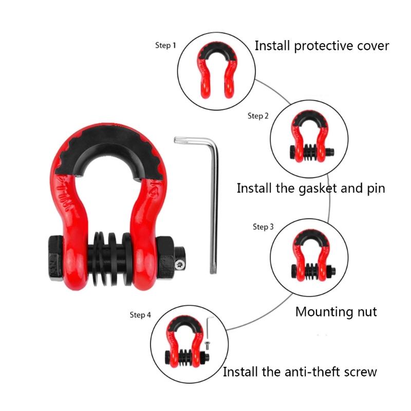 High-performance Bow Shackles 3/4" D-Ring Shackle Unbreakable Carbon Steel for Offroad  Vehicles Truck Recovery