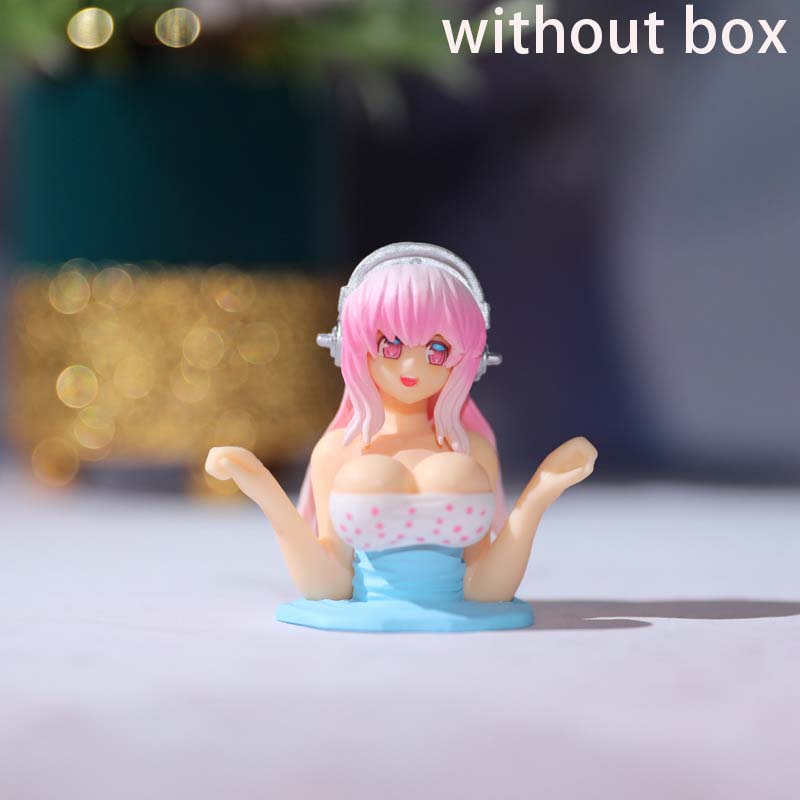 Figurine mignonne et sexy à poitrine vibrante, ornements pour tableau de bord de voiture et moto, modèle de la collection Kanako, statue kawaii anime, figurine amusante
