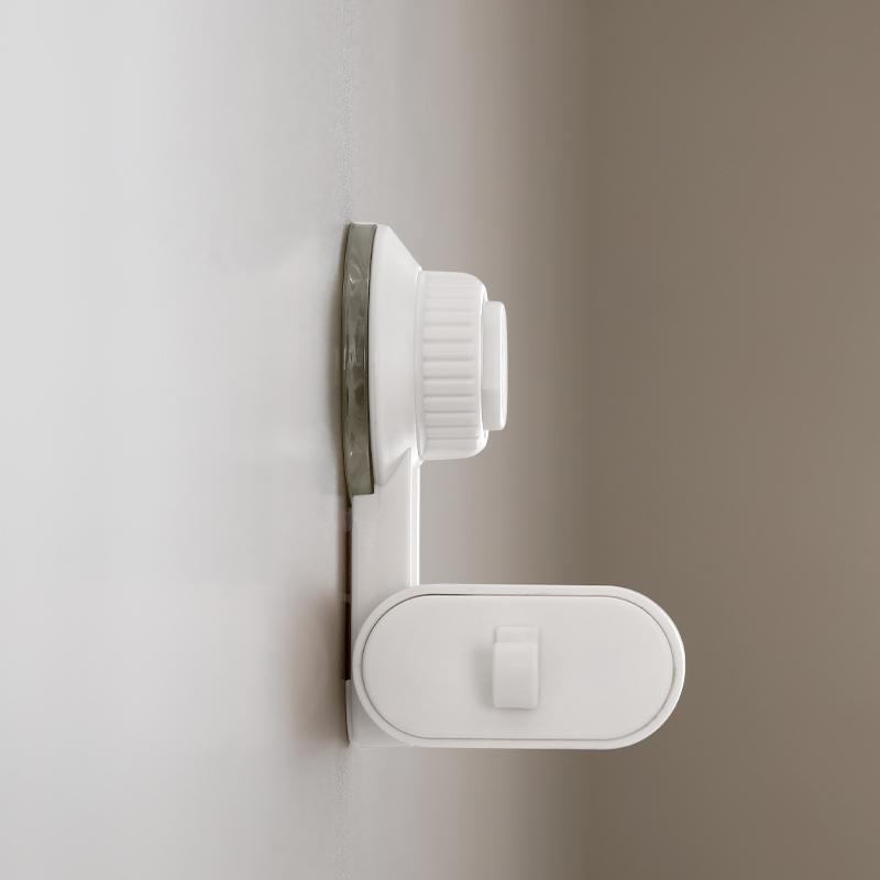 Punch-Free  Adjustable Suction Cup Shower Holder with Storage Hook Household Movable Shower Holder Bathroom Plastic Hook