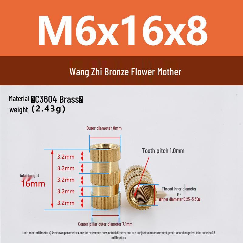 M1-M10 Knurled Brass Heat Insert Nut for Injection Molding