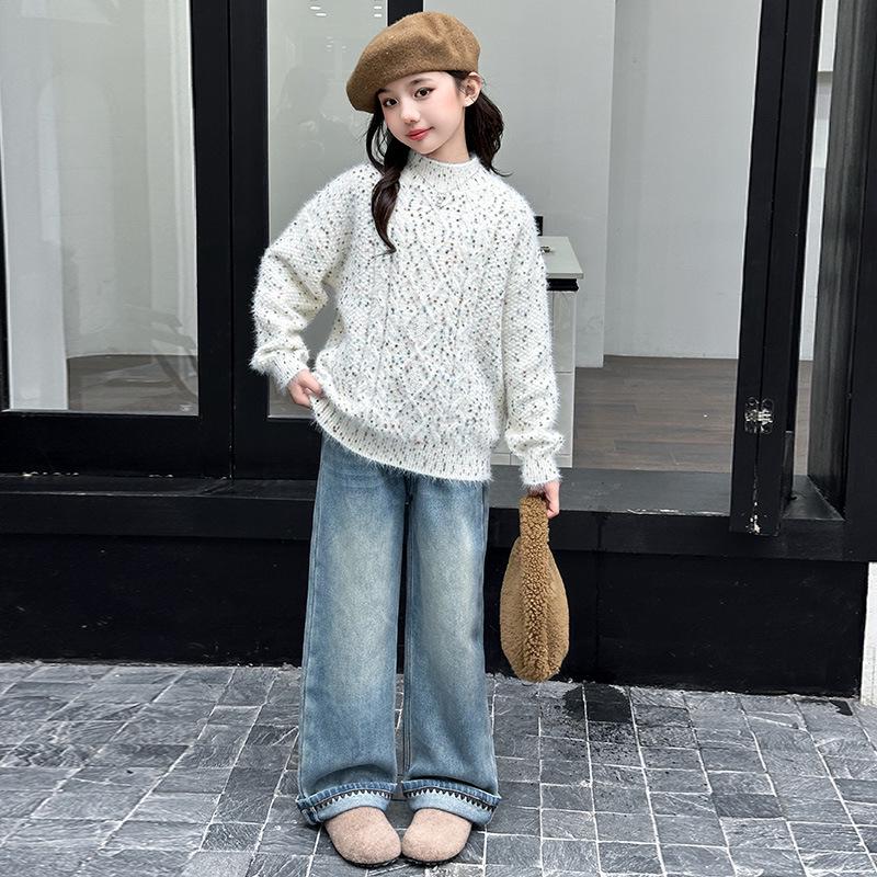 Suéter de Cashmere de Vison para Meninas 2025: Estiloso, Grosso, Tricotado para Outono e Inverno