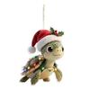 Turtle Shape Christmas Ornament with Santa Hat 2D Acrylic Xmas Tree Decor for Indoor