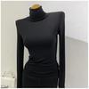 Women's Soft Ribbed Turtleneck Undershirt - Korean Style Stretch Top for Autumn/Winter