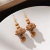 Elegant Wood And Alloy Florals Earrings Handmade Dangling Earrings For Daily Wear Or Special Occasions