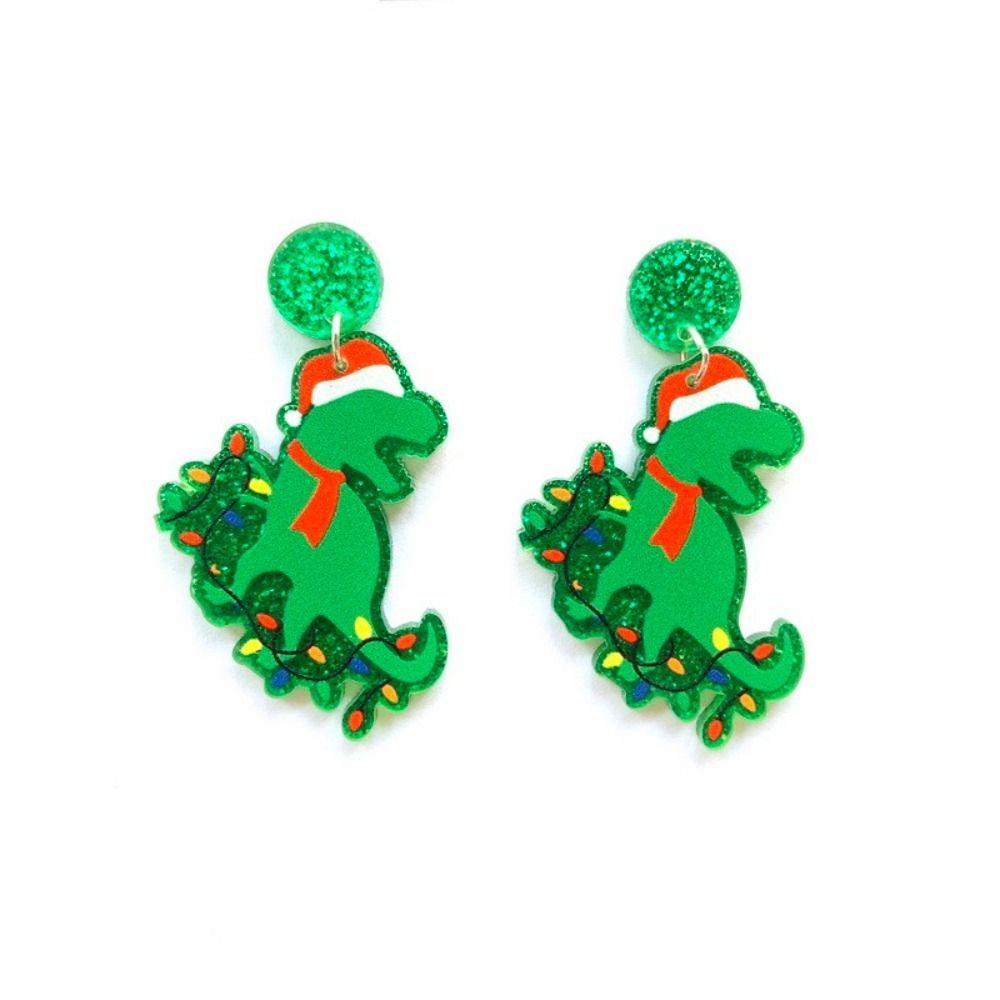 

Glitter Animal Xmas Tree Dinosaur Pendant Earrings Stud Earrings Women Jewelry Christmas Earrings D