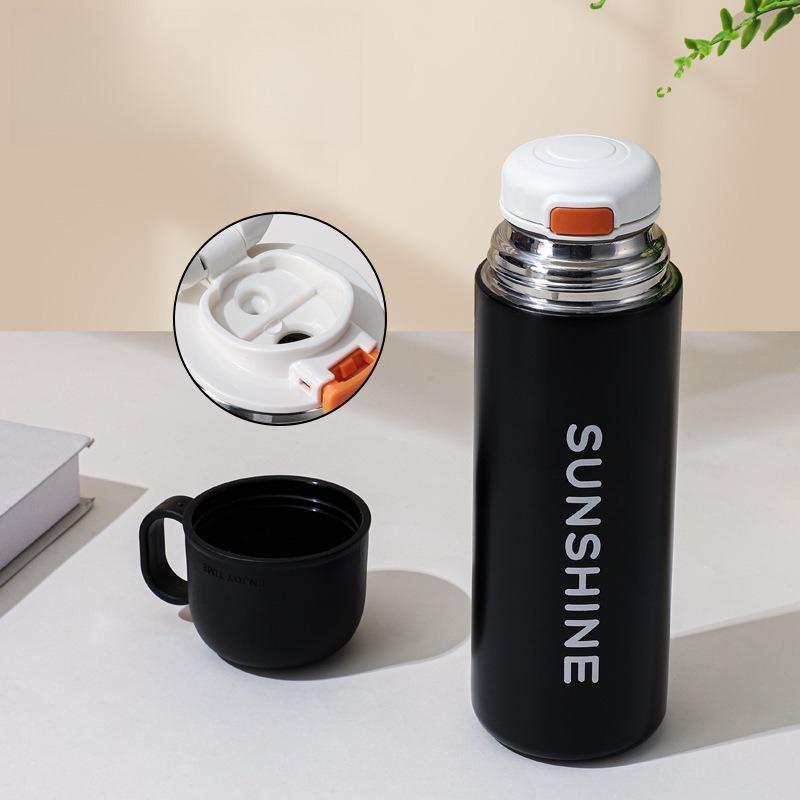 500ml 3-in-1 Multi-Use 316 Stainless Steel Insulated Bottle, Leakproof Vacuum Flask with Lid Cup & Strap