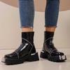 Booties Autumn and Winter New Round Toe Metal Buckle Anti-slip Wear-resistant Block Heel Fashion Boots