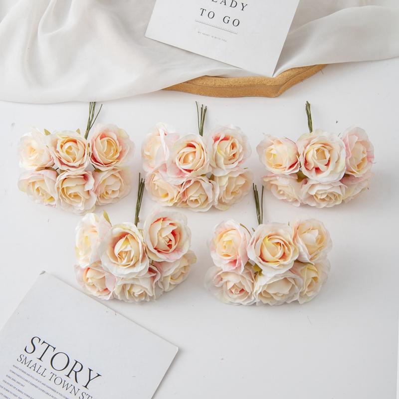 

Artificial Flowers Fake Roses Bouquets Home Room Festival Decora Accessories Wreath Floral Wedding Bridal Gifts Box Scrapbooks 1pc глибокий рожевий колір