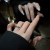 Zircon Black Sophisticated Ring For Women Unique Adjustable Style Geometric