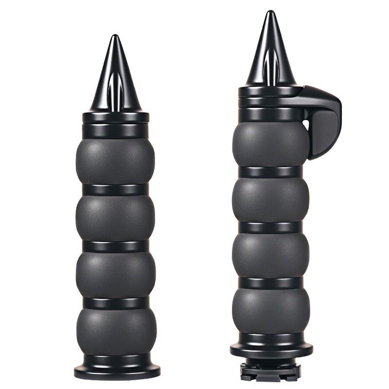 Aluminum CNC Motorcycle Handlebar Grips Harley 25mm Flat Tapered Types Anti-Slip Throttle Assist Grip Cover
