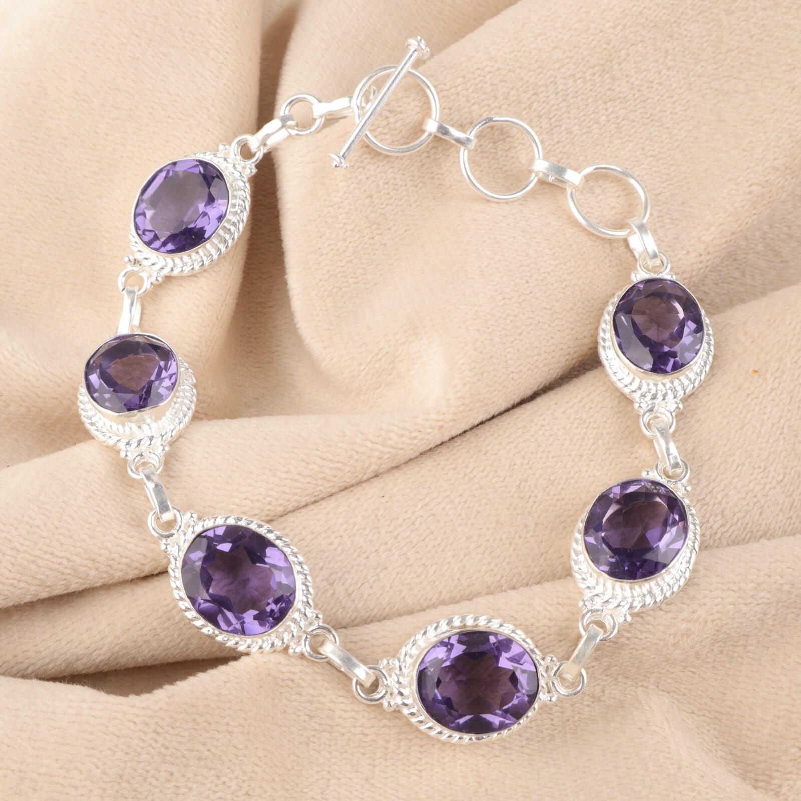 

Иолит Драгоценный камень 925 Проба Серебро Ювелирные изделия Ручной работы Браслет 8,5 Для женщин Подарок RB-2-3