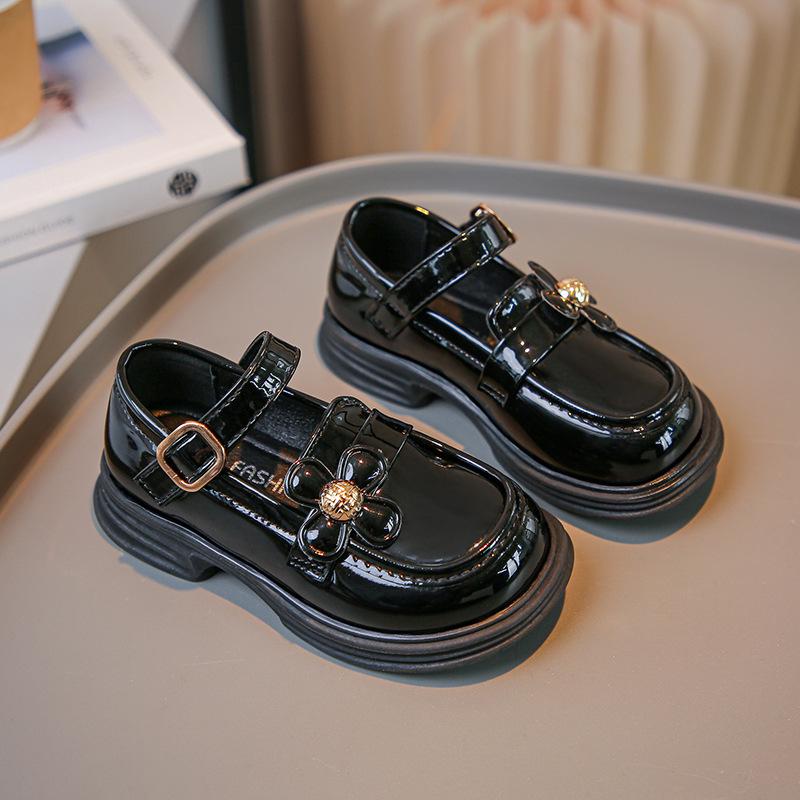Girls small leather shoes 2025 spring new British style little girl single shoes children black princess shoes loafers