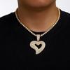 Hip Hop Alloy Full Diamond Fashion Heart Pendant Cuban Necklace Jewelry Temu Jewelry