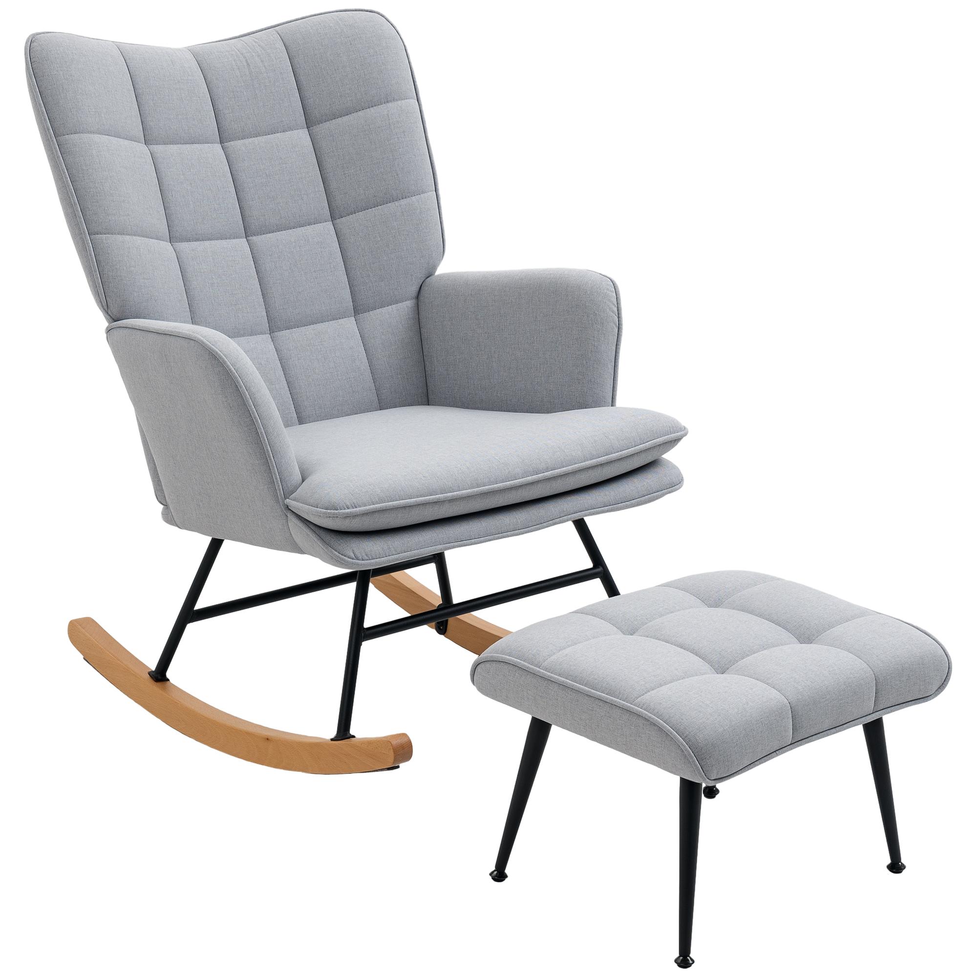 Rocking Chair with Ottoman Scandi Design