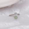 PANJBJ Anello Geometrico in Argento Sterling 925 con Giada di Hotan per Donna Ragazza Regolabile Gioielli Delicati Retrò Regalo di Compleanno Dropshipping