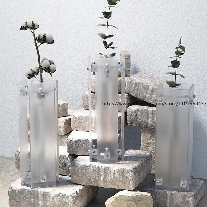 Transparent Glass Vase High End Illustration Living Room Dining Table Top Balcony Decoration Acrylic Hydroponic Rack